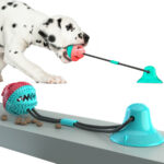 DYDZ Pet Chew Ball Toy with Suction Cup Dog Food Dispensing Ball Puppy Interactive Molar Toys Toothbrush